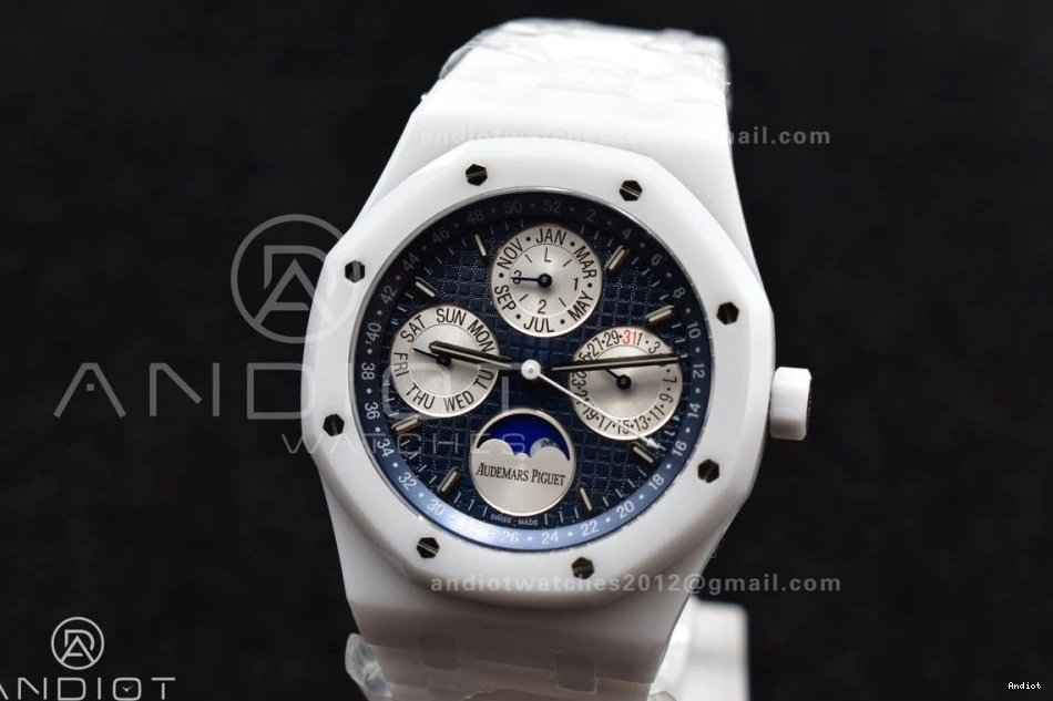 26579cb on Best Royal Perpetual APSF Ceramic Edition Oak Calendar White Bracelet A5134 Ceramic 0217